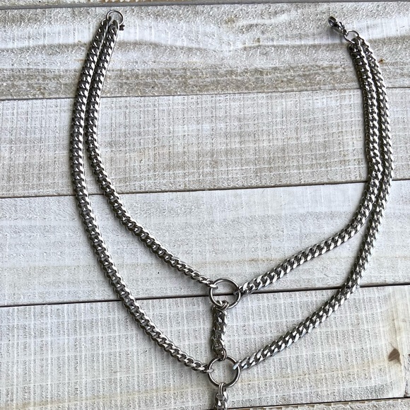 Thick stainless steel chocker obsidian arrow charm - Picture 6 of 13